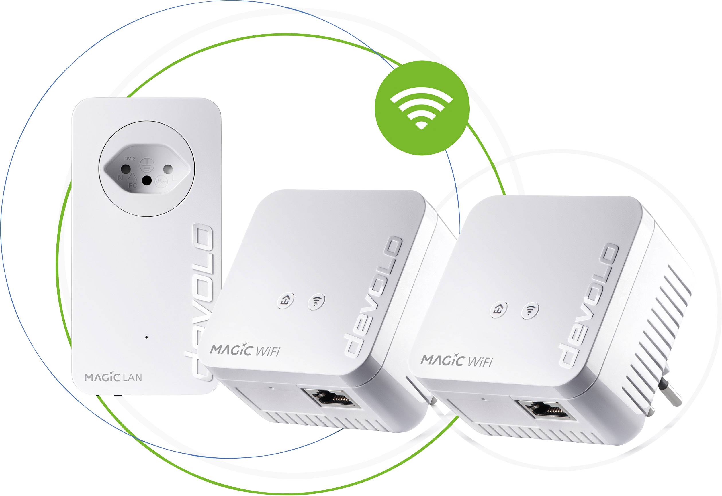 Devolo Magic 1 WiFi mini Multiroom Kit CH Powerline WLAN hálózati készlet 8573 CH Powerline, VRRP 1200 MBit/s