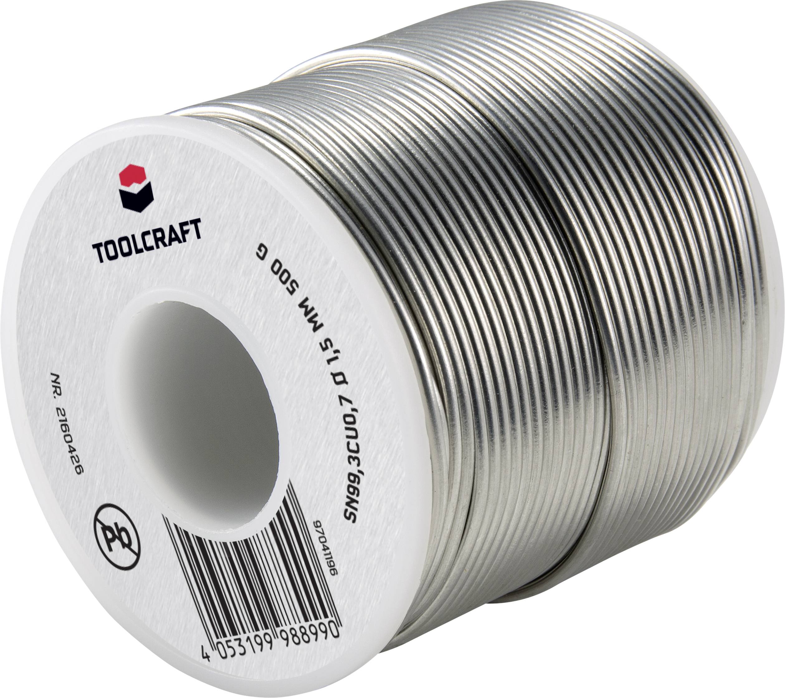 TOOLCRAFT Forrasztóón, ólommentes Tekercs Sn99,3Cu0,7 ROL1 500 g 1.5 mm