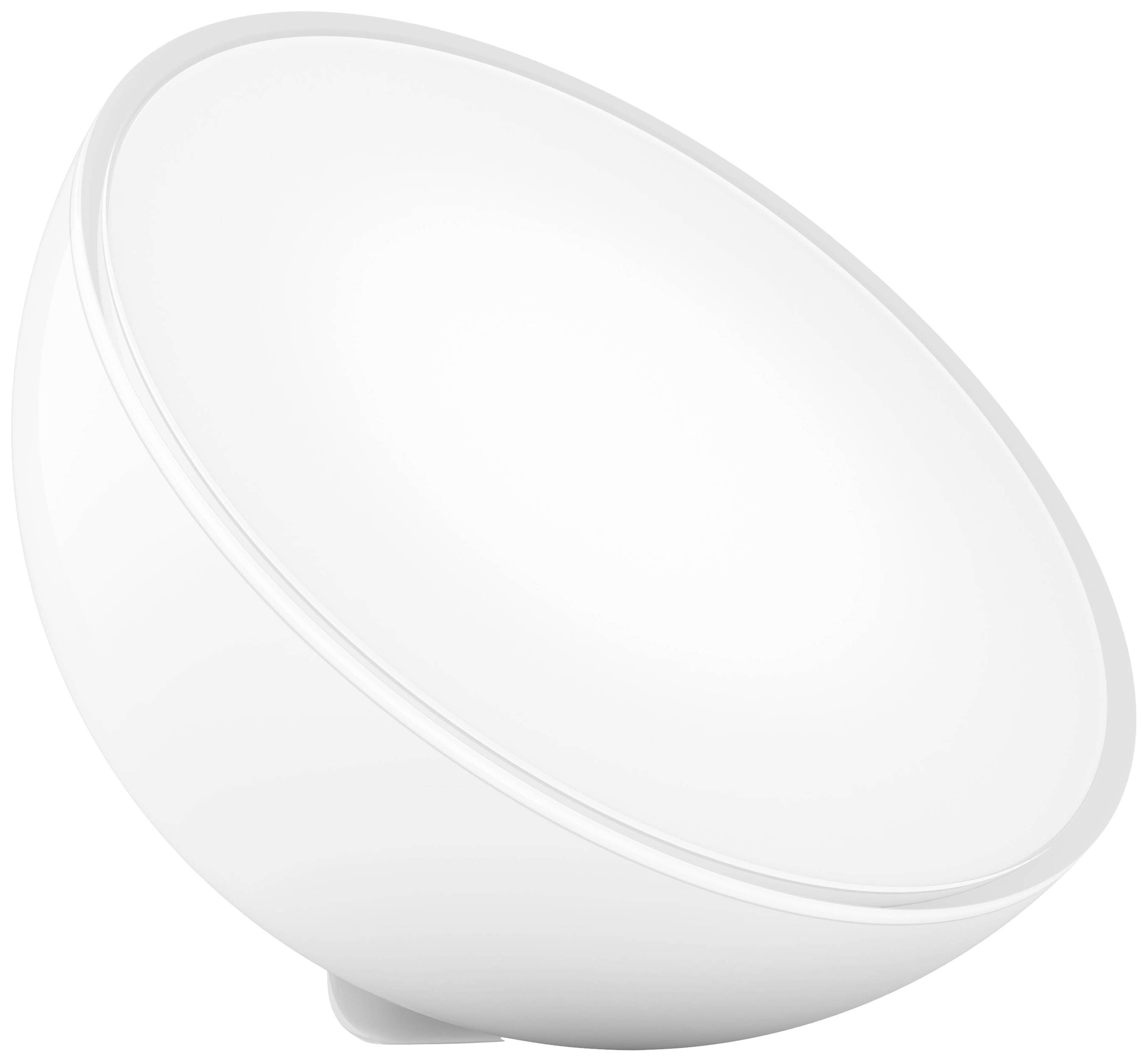 Egy minimalista fehér lámpa félgömb alakú búrával, amely modern belsőépítészetre utal.