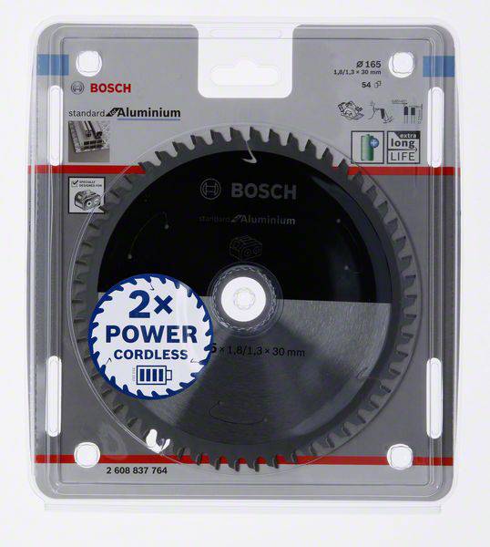 Bosch körfűrészlap csomagolva, alumíniumhoz alkalmas, 165 mm átmérő, 2x Power Cordless, 54 fog.