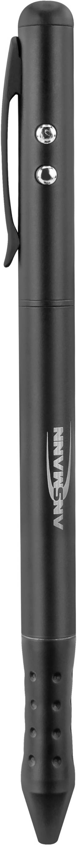 Egy fekete, többfunkciós toll egy csíptetővel és két funkcióbillentyűvel az oldalán.