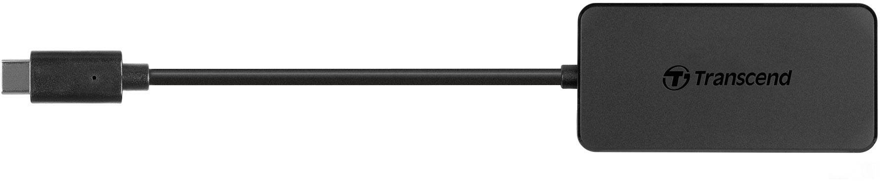 Külső Transcend SSD-tároló USB-kábellel.