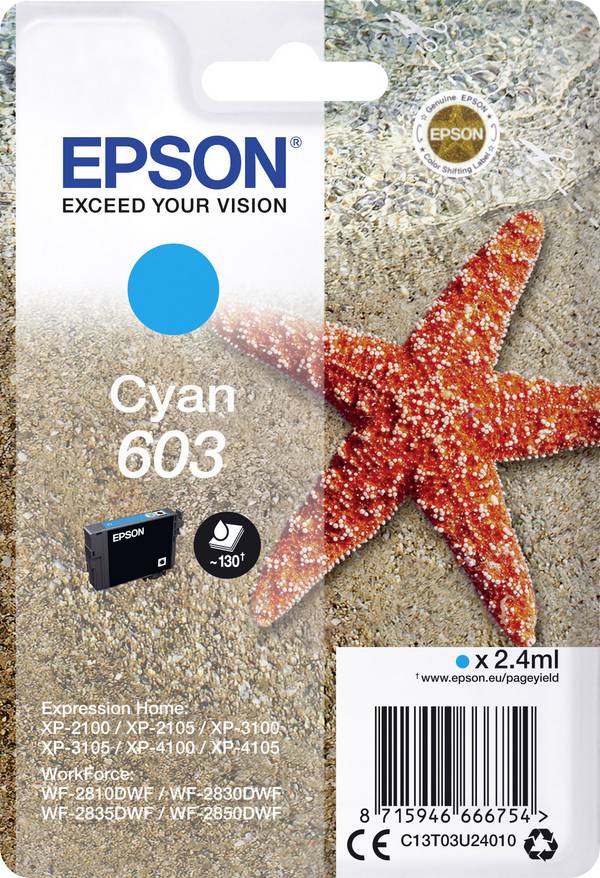 Epson Tinta 603 Eredeti  Cián C 13 T 03U24010