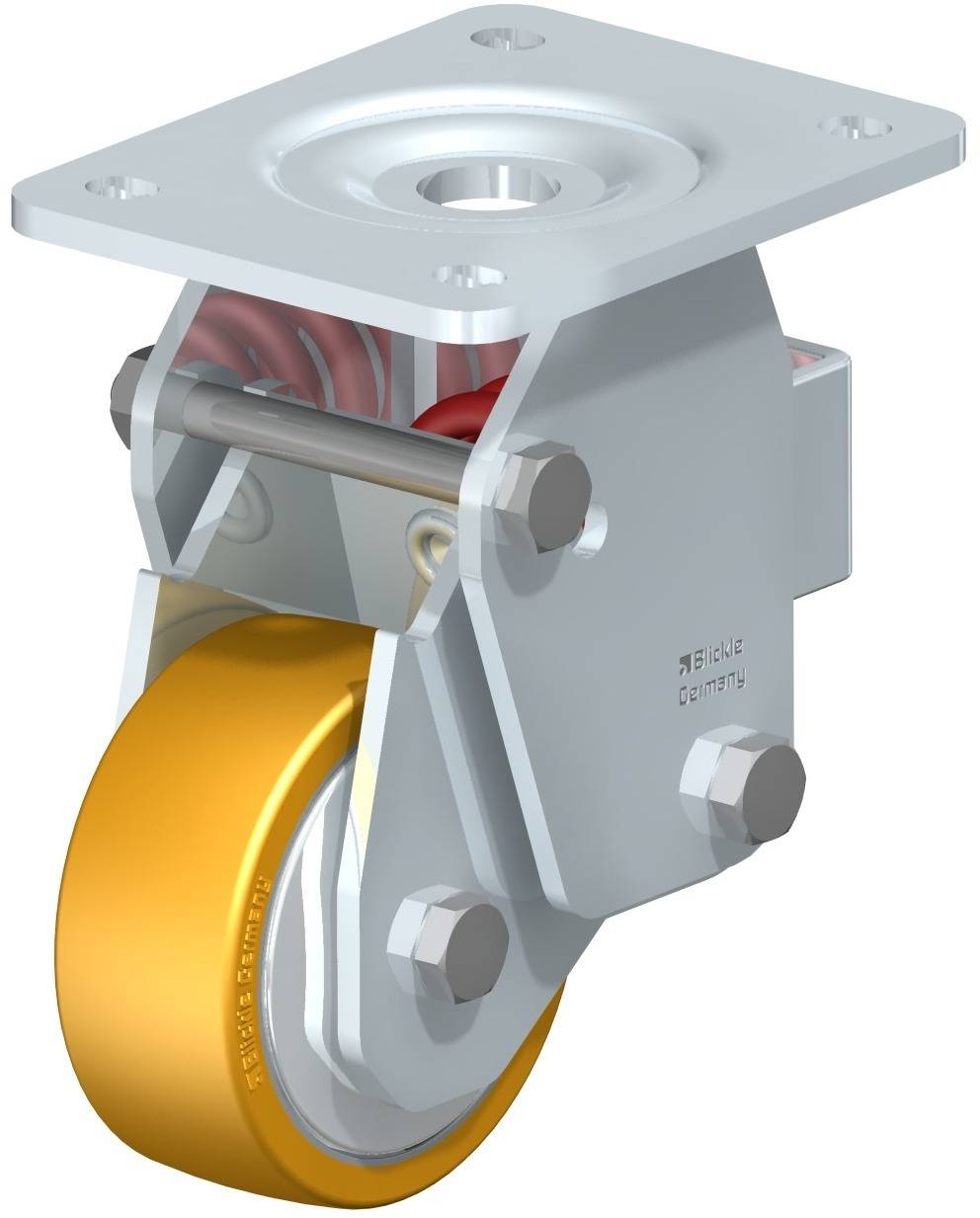Blickle 605790 BHF-ALTH 101K-3-FA Bakgörgő, rugós KerékØ: 100 mm Teherbírás (max.): 350 kg 1 db