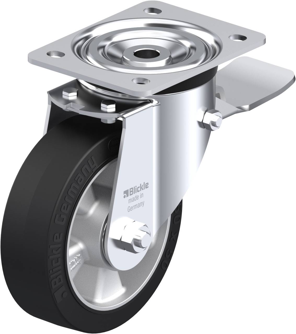 Blickle 631168 L-ALEV 150K-ST Forgóvillás görgő, rögzítővel KerékØ: 150 mm Teherbírás (max.): 400 kg 1 db