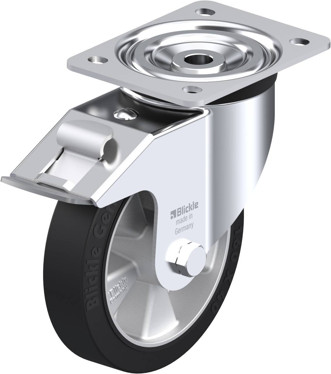 Blickle 578534 L-ALEV 161K-FI Forgóvillás görgő, rögzítővel KerékØ: 160 mm Teherbírás (max.): 300 kg 1 db