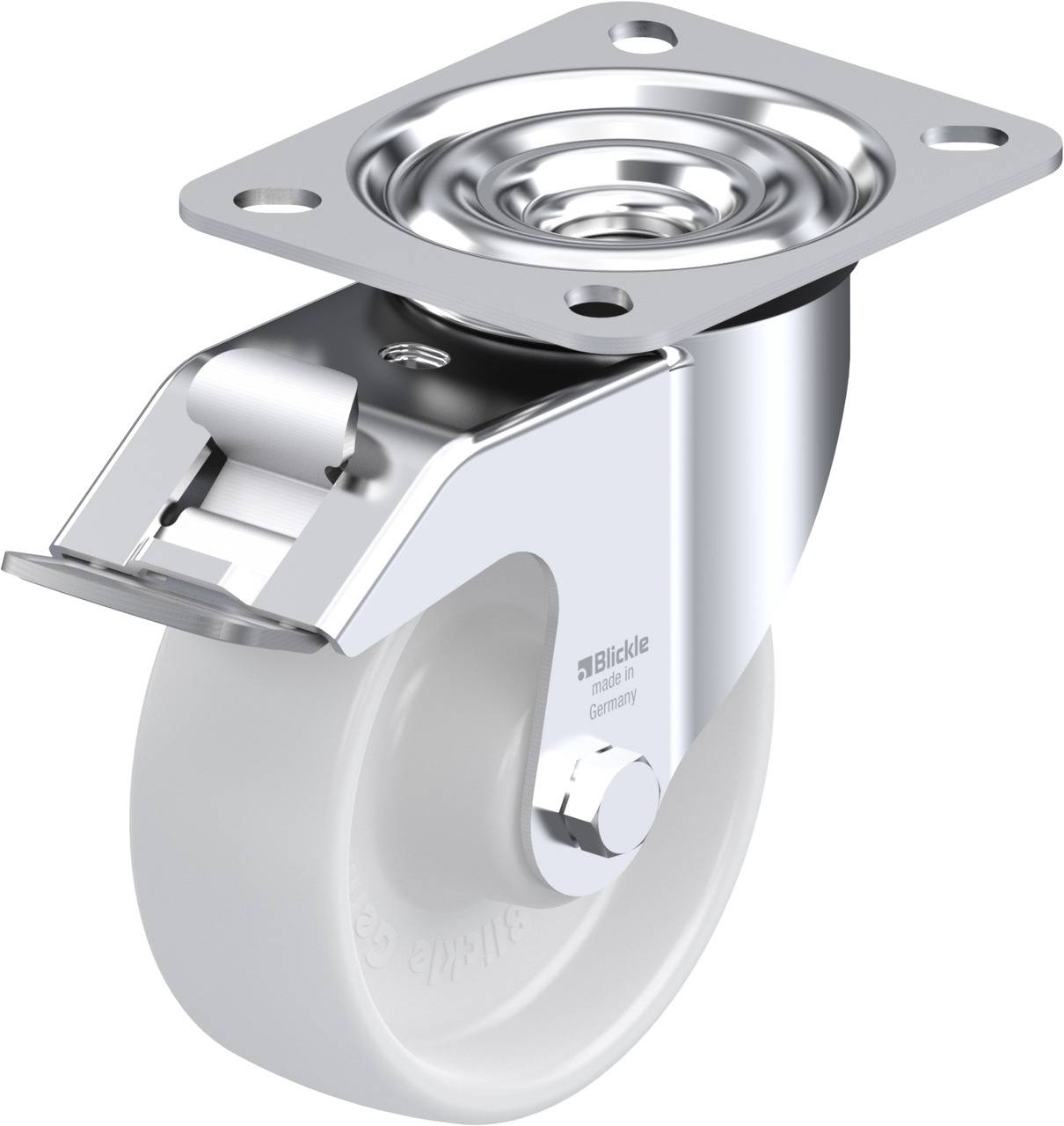 Blickle 310078 LE-PO 100R-FI Forgóvillás görgő, rögzítővel KerékØ: 100 mm Teherbírás (max.): 150 kg 1 db