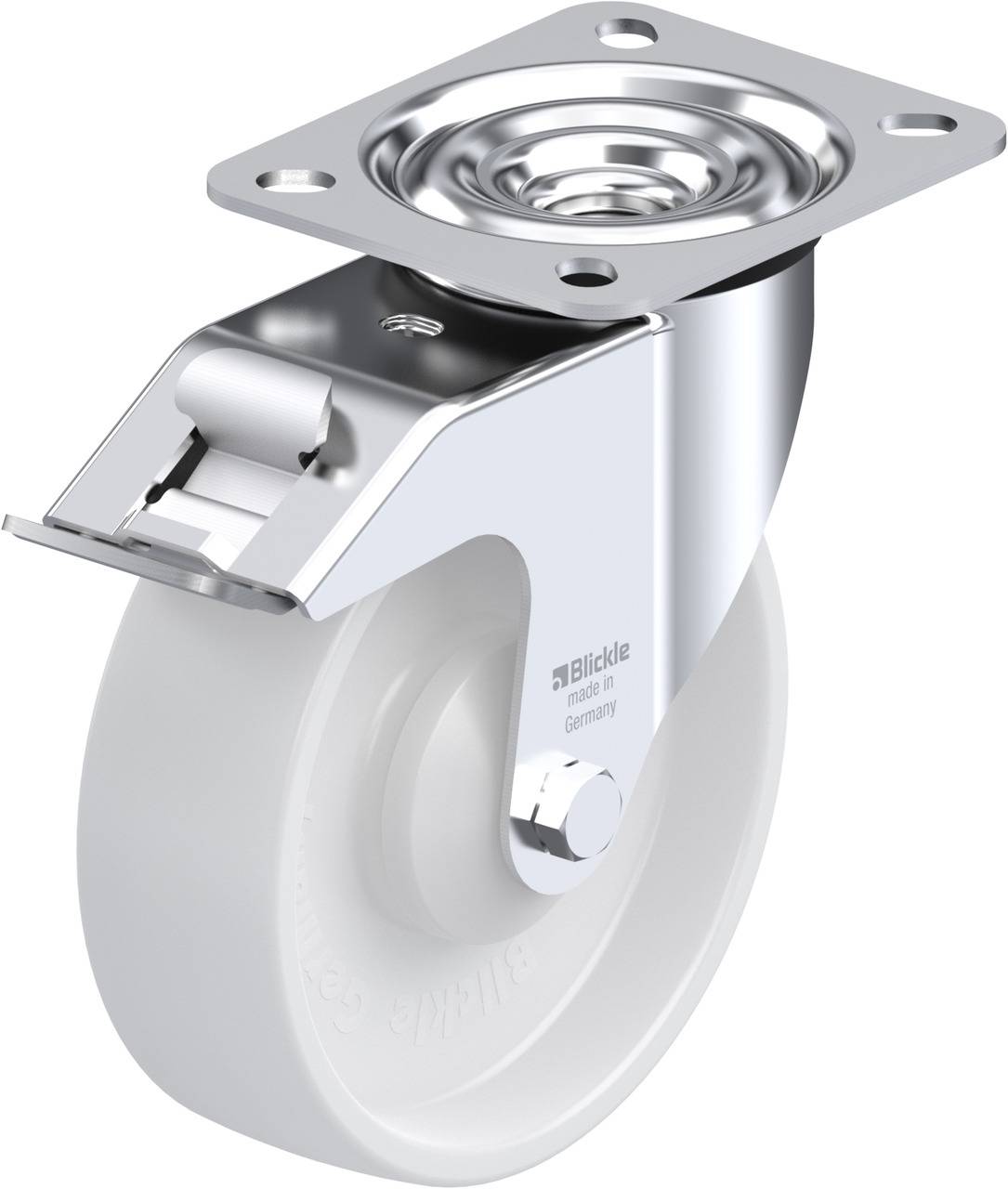 Blickle 585513 LE-PO 125KA-FI Forgóvillás görgő, rögzítővel KerékØ: 125 mm Teherbírás (max.): 150 kg 1 db