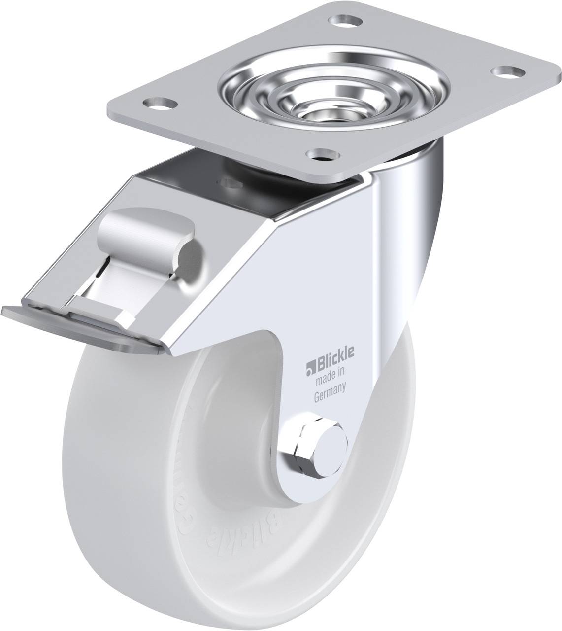 Blickle 452201 LE-PO 150R-FI Forgóvillás görgő, rögzítővel KerékØ: 150 mm Teherbírás (max.): 300 kg 1 db