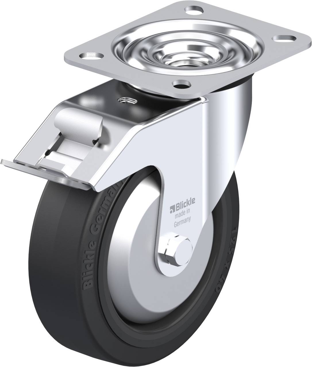 Blickle 743263 LE-POEV 125R-FI-FA Forgóvillás görgő, rögzítővel KerékØ: 125 mm Teherbírás (max.): 150 kg 1 db
