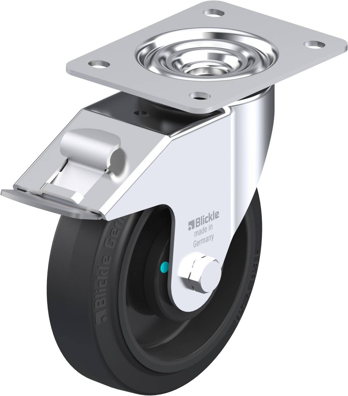 Blickle 737033 LE-POEV 160KAD-FI Forgóvillás görgő, rögzítővel KerékØ: 160 mm Teherbírás (max.): 300 kg 1 db