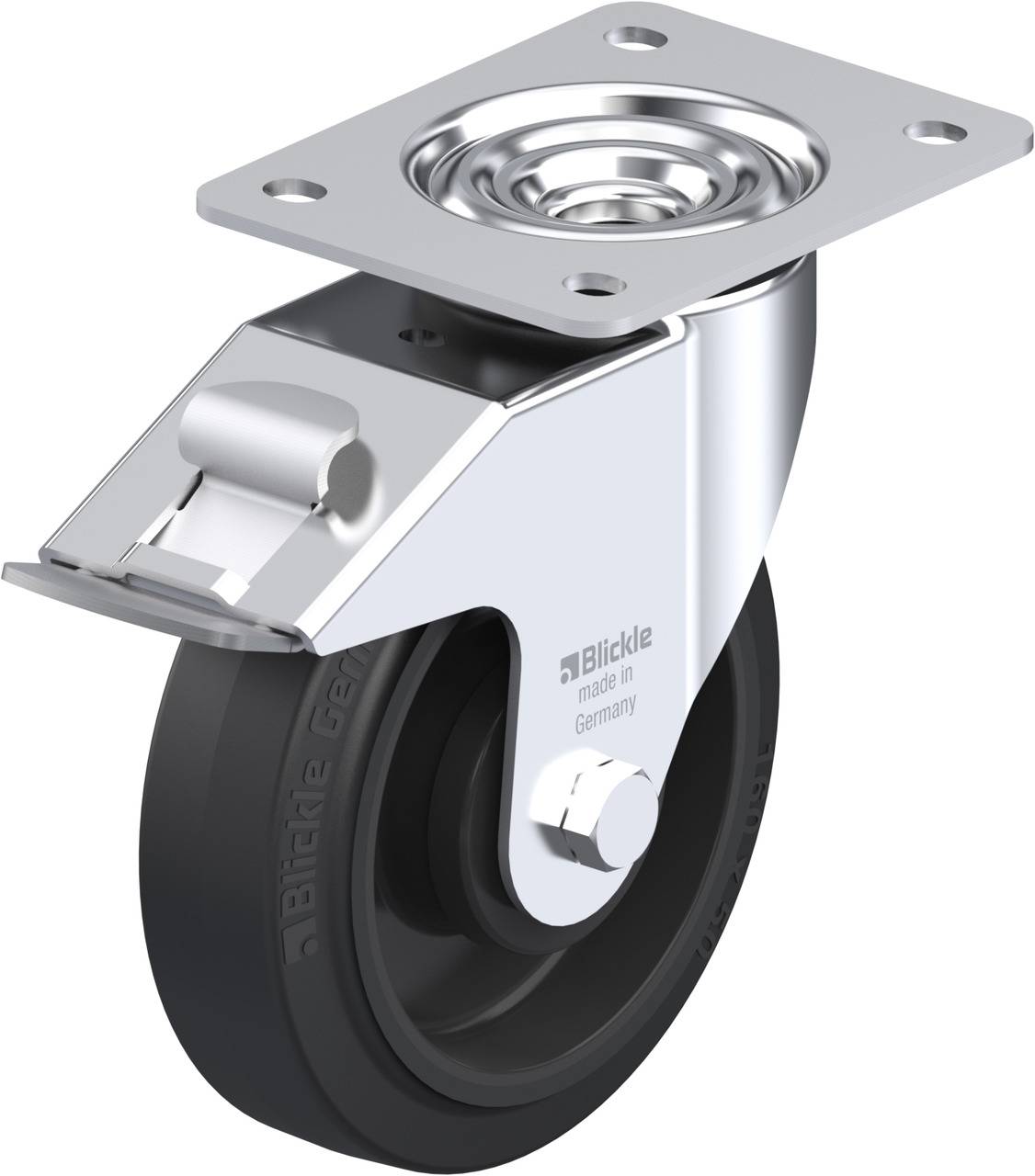 Blickle 470781 LE-POEV 160KA-FI Forgóvillás görgő, rögzítővel KerékØ: 160 mm Teherbírás (max.): 300 kg 1 db