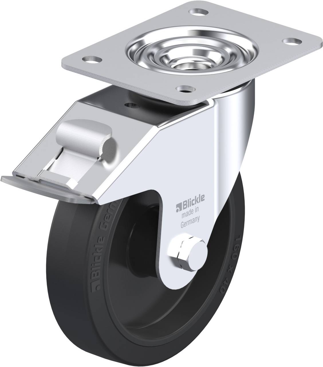 Blickle 754471 LE-POEV 161R-FI Forgóvillás görgő, rögzítővel KerékØ: 160 mm Teherbírás (max.): 300 kg 1 db