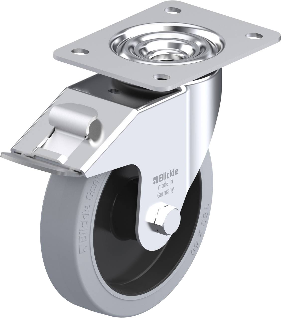 Blickle 850134 LE-POEV 161R-FI-SG Forgóvillás görgő, rögzítővel KerékØ: 160 mm Teherbírás (max.): 300 kg 1 db