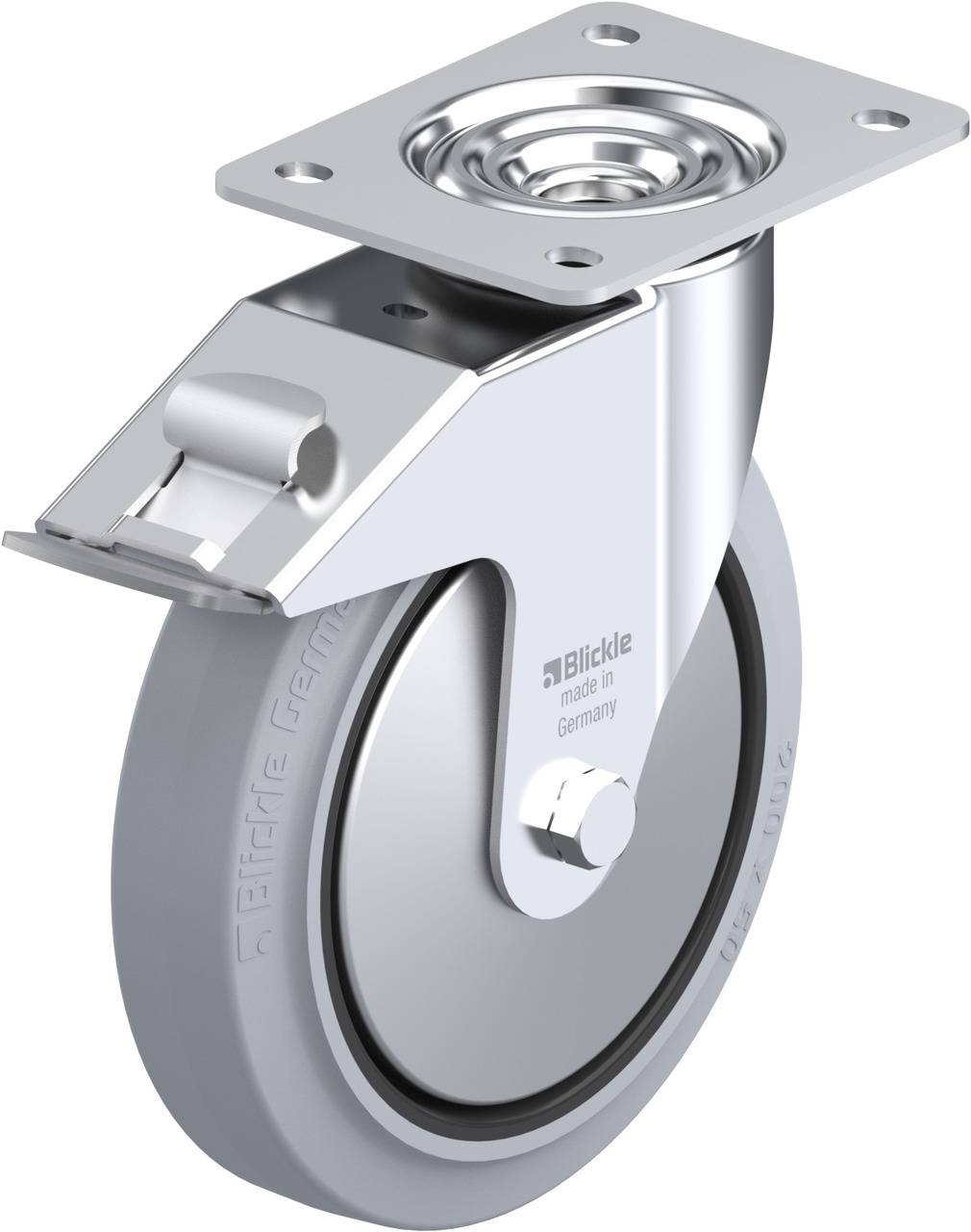 Blickle 749656 LE-POEV 200R-FI-SG-FA Forgóvillás görgő, rögzítővel KerékØ: 200 mm Teherbírás (max.): 300 kg 1 db