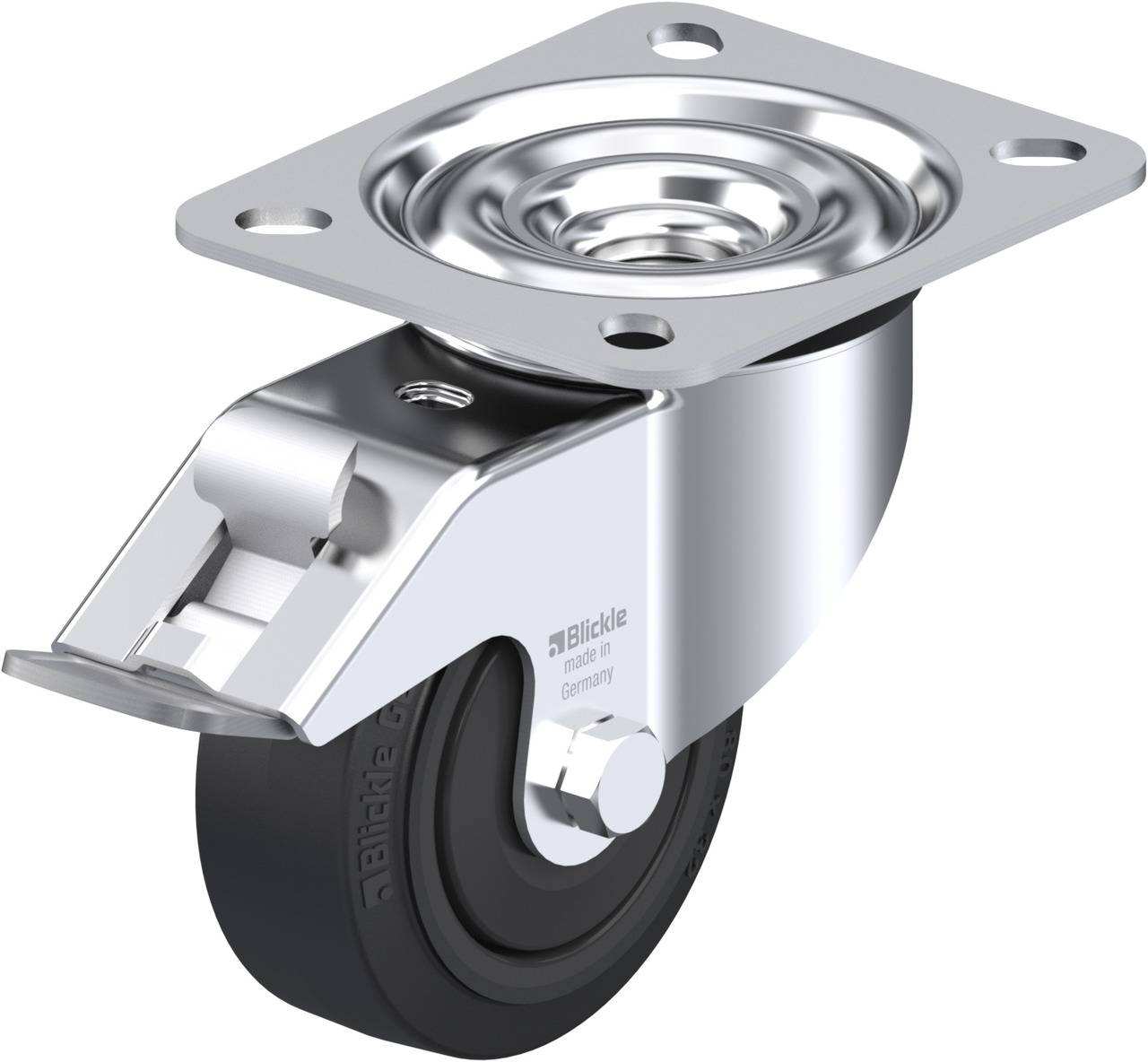Blickle 754477 LE-POEV 80KF-FI Forgóvillás görgő, rögzítővel KerékØ: 80 mm Teherbírás (max.): 140 kg 1 db