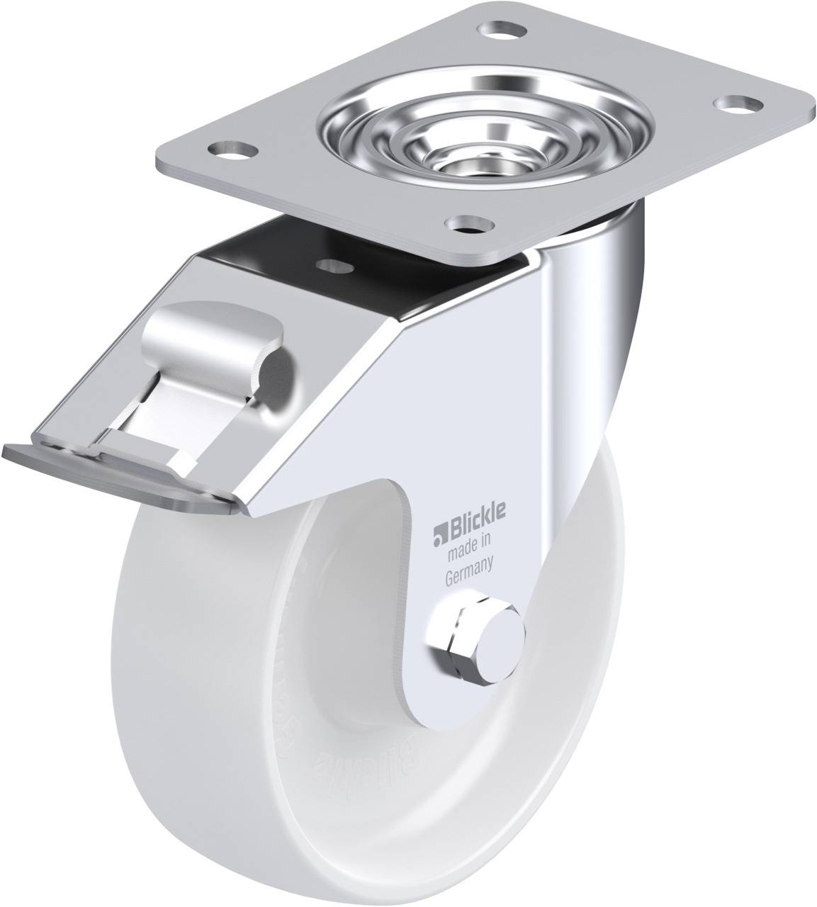 Blickle 762863 LE-PPN 150R-FI Forgóvillás görgő, rögzítővel KerékØ: 150 mm Teherbírás (max.): 300 kg 1 db