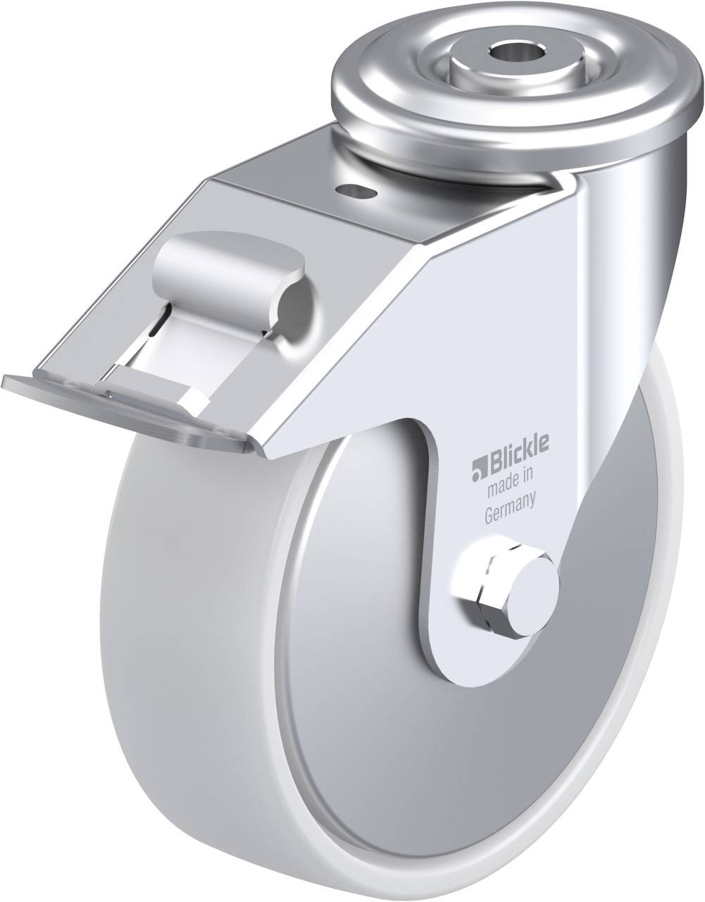 Blickle 749763 LER-PO 160R-FI-FA Forgóvillás görgő, rögzítővel KerékØ: 160 mm Teherbírás (max.): 300 kg 1 db