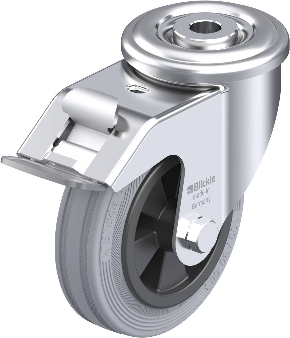 Blickle 563825 LER-VPP 100G-FI-SG Forgóvillás görgő, rögzítővel KerékØ: 100 mm Teherbírás (max.): 70 kg 1 db