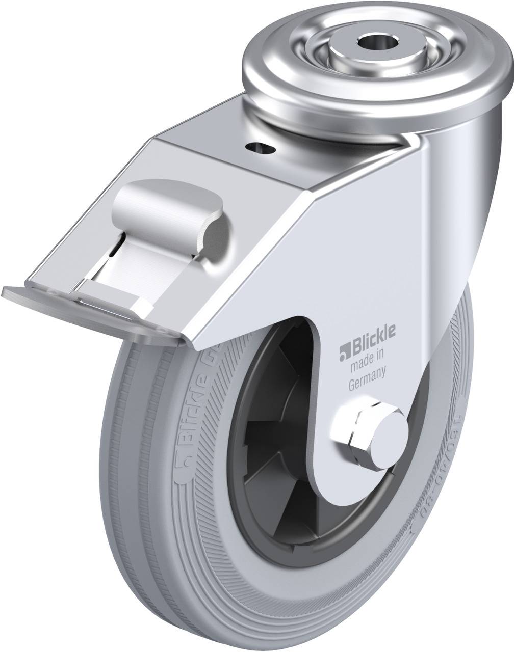 Blickle 703017 LER-VPP 160R-FI-SG Forgóvillás görgő, rögzítővel KerékØ: 160 mm Teherbírás (max.): 135 kg 1 db