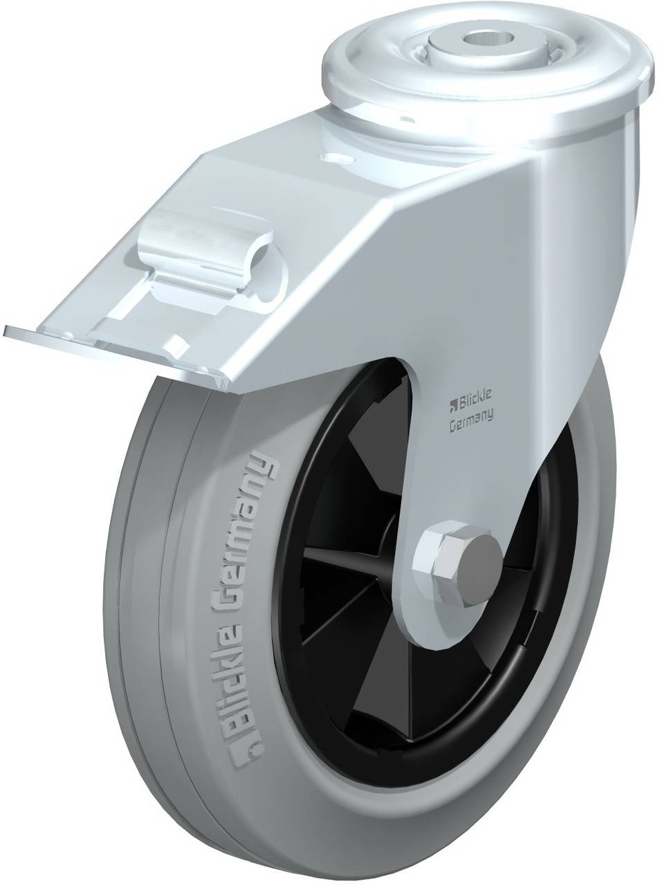 Blickle 742842 LER-VPP 180G-FI-SG Forgóvillás görgő, rögzítővel KerékØ: 180 mm Teherbírás (max.): 170 kg 1 db
