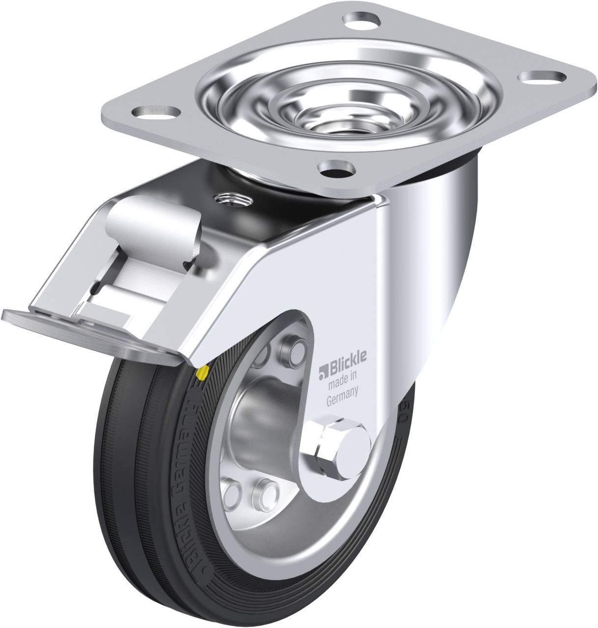 Blickle 604785 LE-VE 100R-FI-EL Forgóvillás görgő, rögzítővel KerékØ: 100 mm Teherbírás (max.): 70 kg 1 db