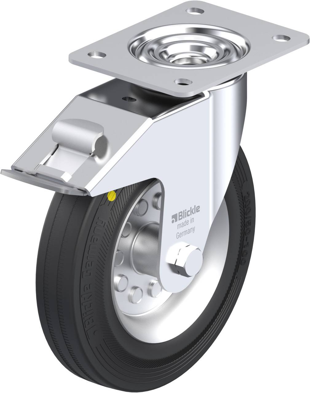 Blickle 591859 LE-VE 200R-FI-EL Forgóvillás görgő, rögzítővel KerékØ: 200 mm Teherbírás (max.): 205 kg 1 db