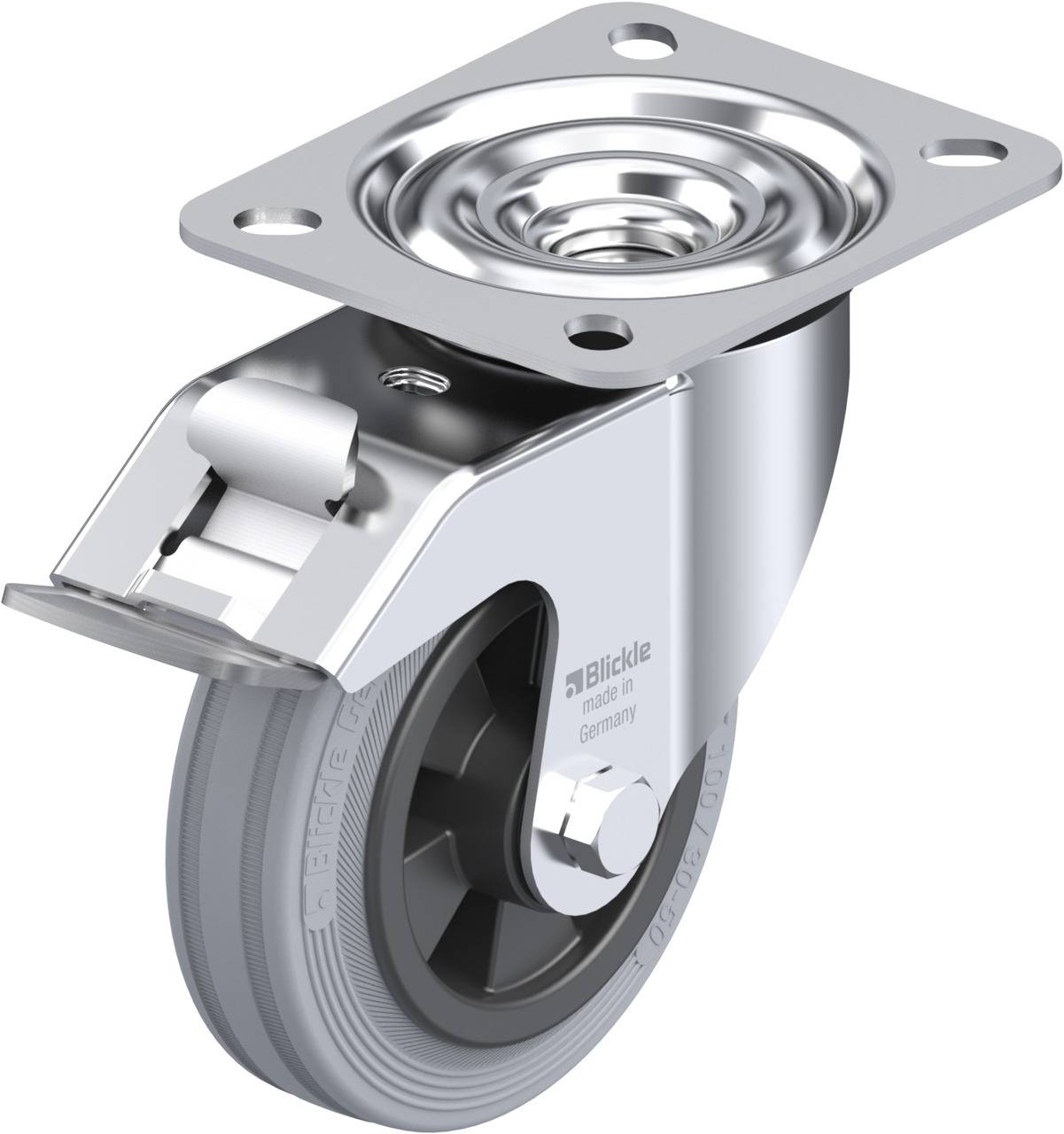 Blickle 339358 LE-VPP 100R-FI-SG Forgóvillás görgő, rögzítővel KerékØ: 100 mm Teherbírás (max.): 70 kg 1 db