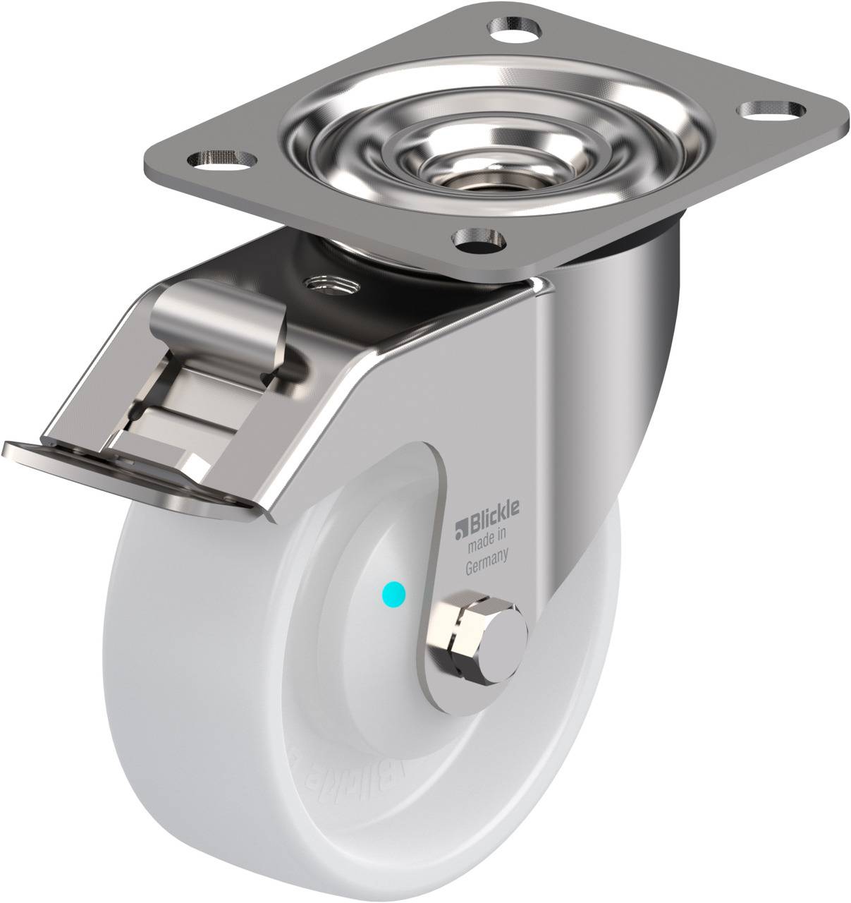 Blickle 583328 LEX-PO 100KAD-FI Forgóvillás görgő, rögzítővel KerékØ: 100 mm Teherbírás (max.): 150 kg 1 db