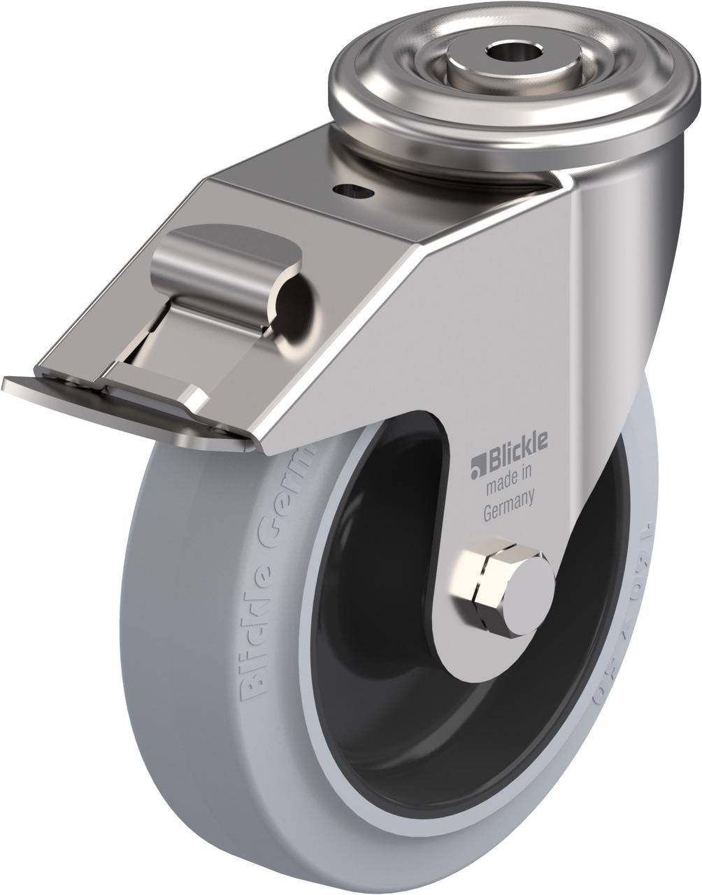 Blickle 637884 LEXR-POEV 160XR-FI-SG Forgóvillás görgő, rögzítővel KerékØ: 160 mm Teherbírás (max.): 300 kg 1 db