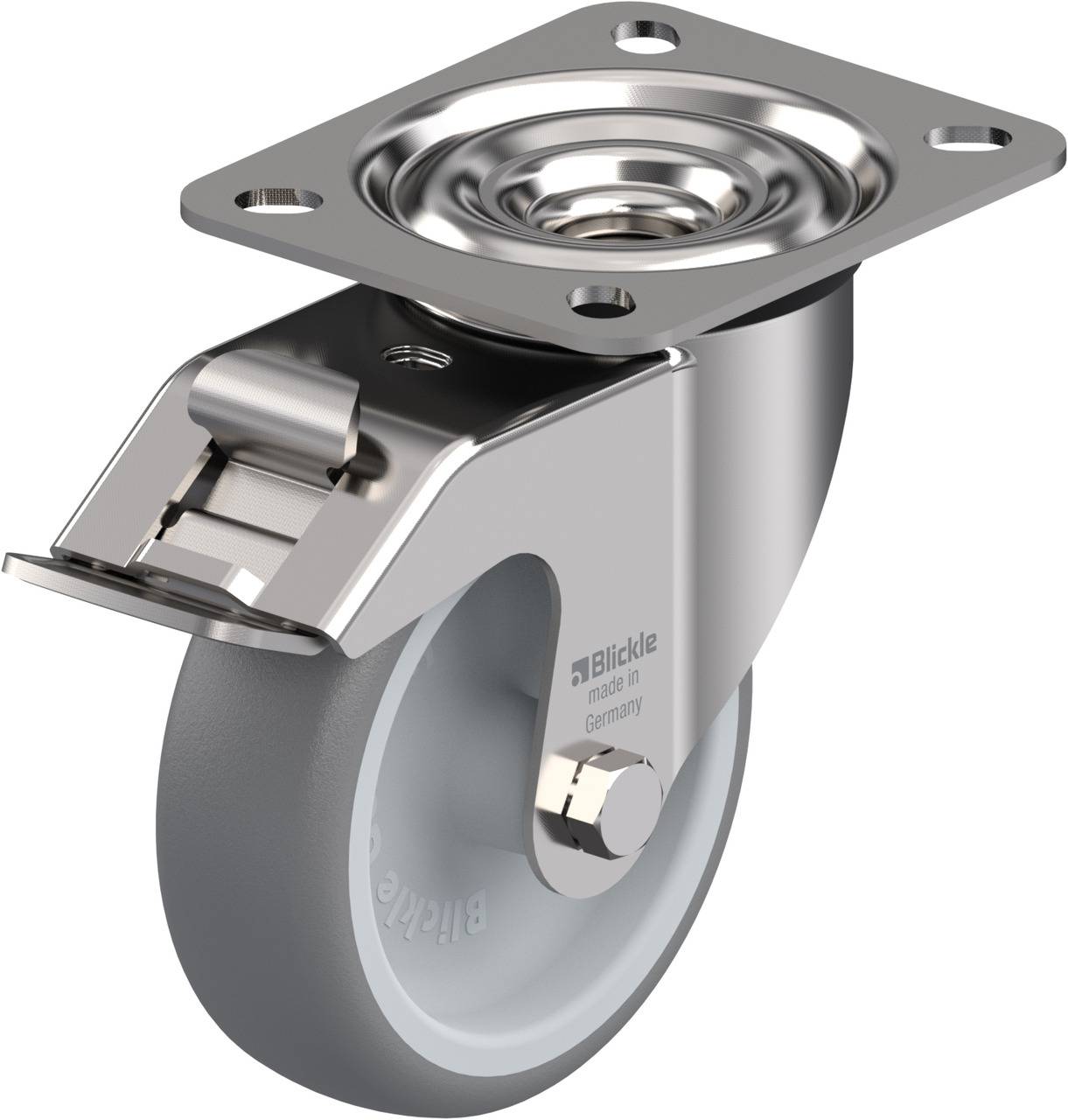 Blickle 613984 LEX-TPA 102G-FI Forgóvillás görgő, rögzítővel KerékØ: 100 mm Teherbírás (max.): 110 kg 1 db