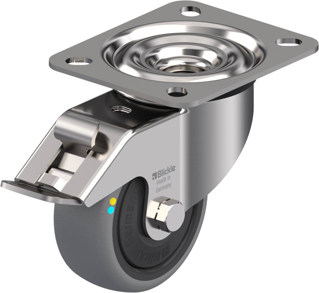 Blickle 853574 LEX-TPA 80KFD-FI-ELS Forgóvillás görgő, rögzítővel KerékØ: 80 mm Teherbírás (max.): 65 kg 1 db