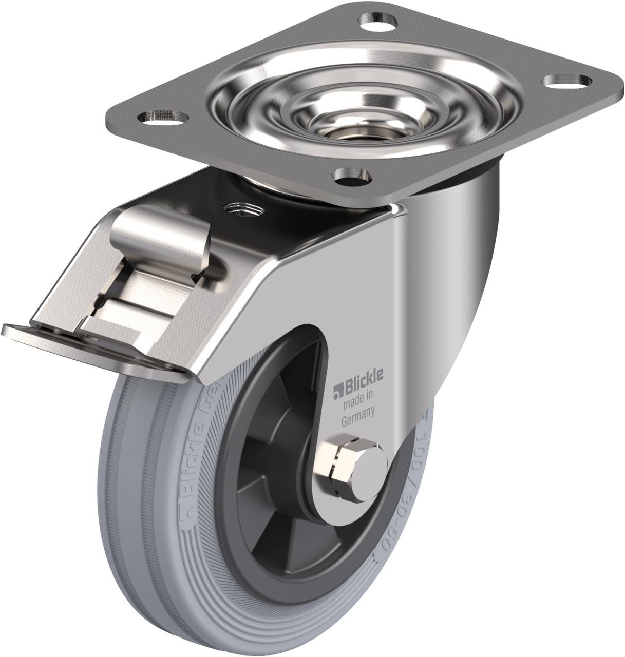 Blickle 306167 LEX-VPP 100XR-FI-SG Forgóvillás görgő, rögzítővel KerékØ: 100 mm Teherbírás (max.): 70 kg 1 db