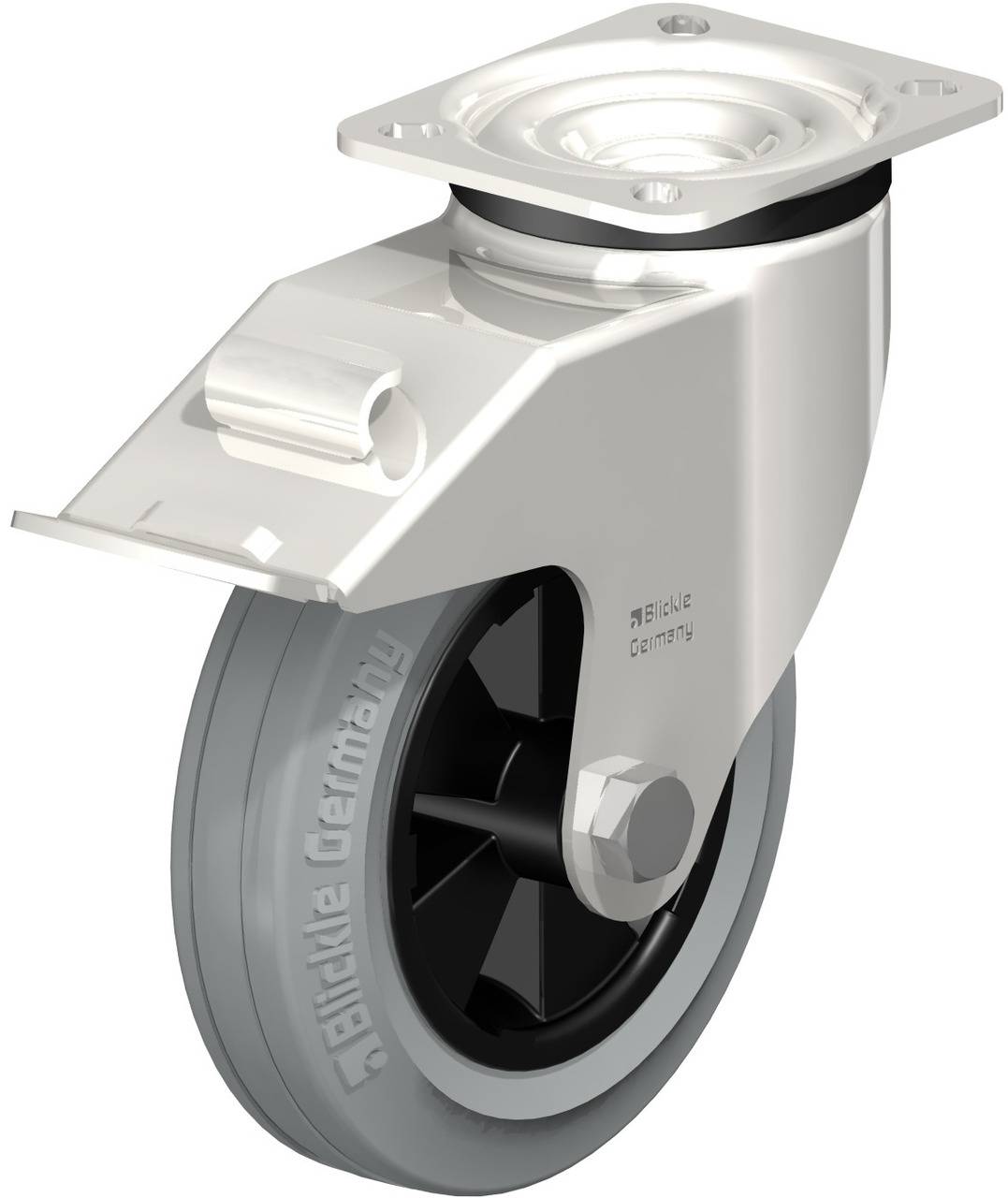 Blickle 626077 LEX-VPP 150G-1-FI-SG Forgóvillás görgő, rögzítővel KerékØ: 150 mm Teherbírás (max.): 135 kg 1 db