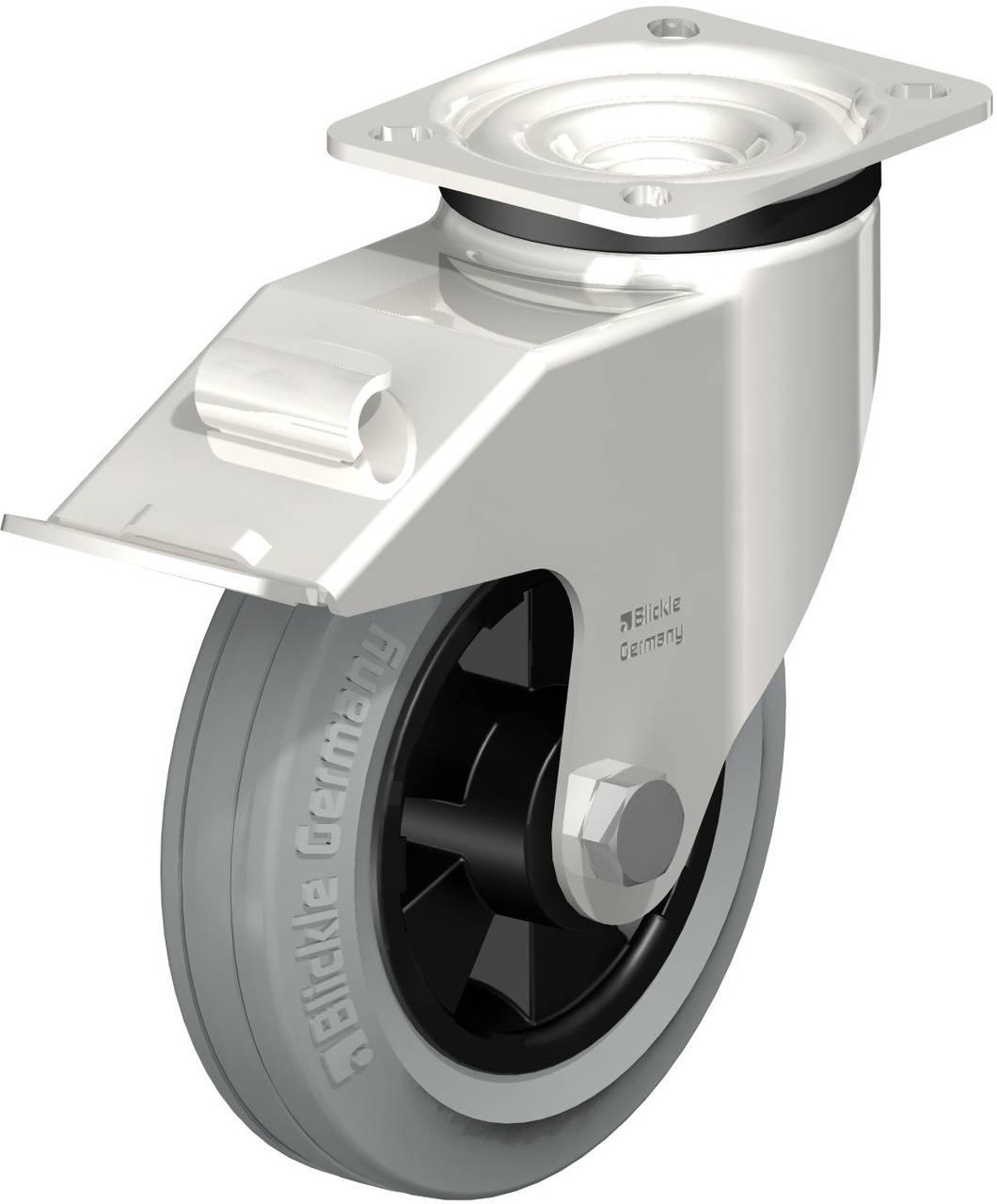 Blickle 623058 LEX-VPP 150XR-1-FI-SG Forgóvillás görgő, rögzítővel KerékØ: 150 mm Teherbírás (max.): 135 kg 1 db