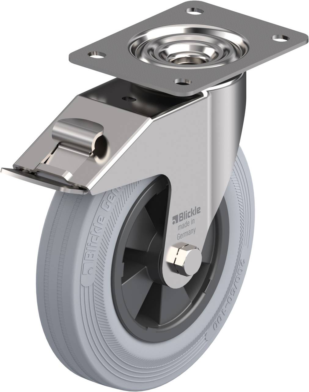 Blickle 471748 LEX-VPP 200XR-FI-SG Forgóvillás görgő, rögzítővel KerékØ: 200 mm Teherbírás (max.): 205 kg 1 db
