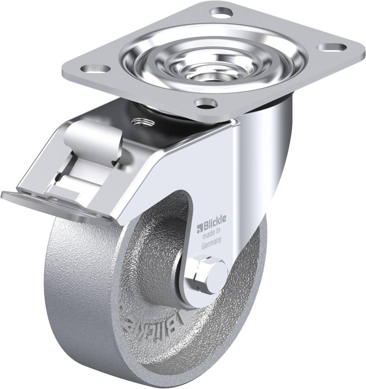 Blickle 263145 L-G 100G-FI Forgóvillás görgő, rögzítővel KerékØ: 100 mm Teherbírás (max.): 200 kg 1 db