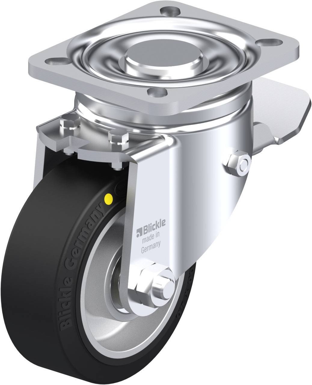 Blickle 852016 LH-ALEV 100K-1-ST-EL Forgóvillás görgő, rögzítővel KerékØ: 100 mm Teherbírás (max.): 200 kg 1 db