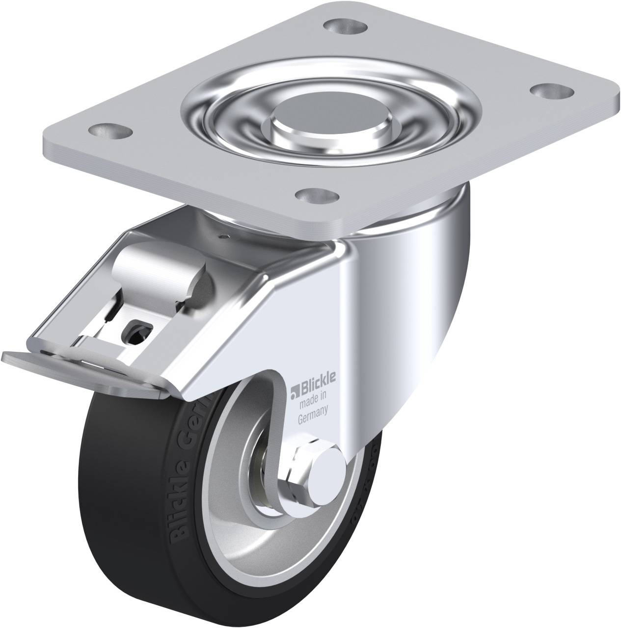 Blickle 641704 LH-ALEV 100K-3-FI Forgóvillás görgő, rögzítővel KerékØ: 100 mm Teherbírás (max.): 200 kg 1 db