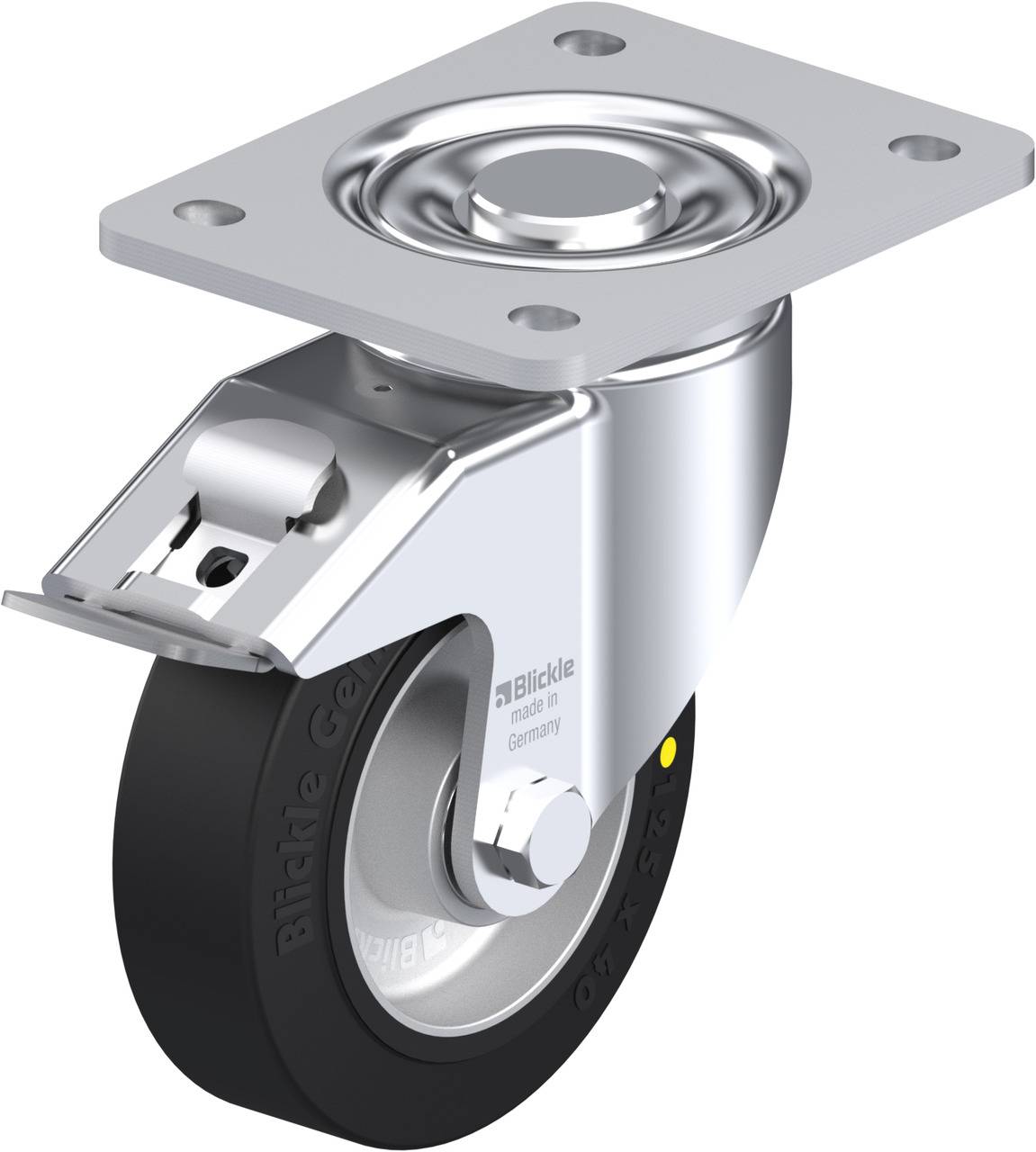 Blickle 752466 LH-ALEV 125K-3-FI-EL Forgóvillás görgő, rögzítővel KerékØ: 125 mm Teherbírás (max.): 250 kg 1 db