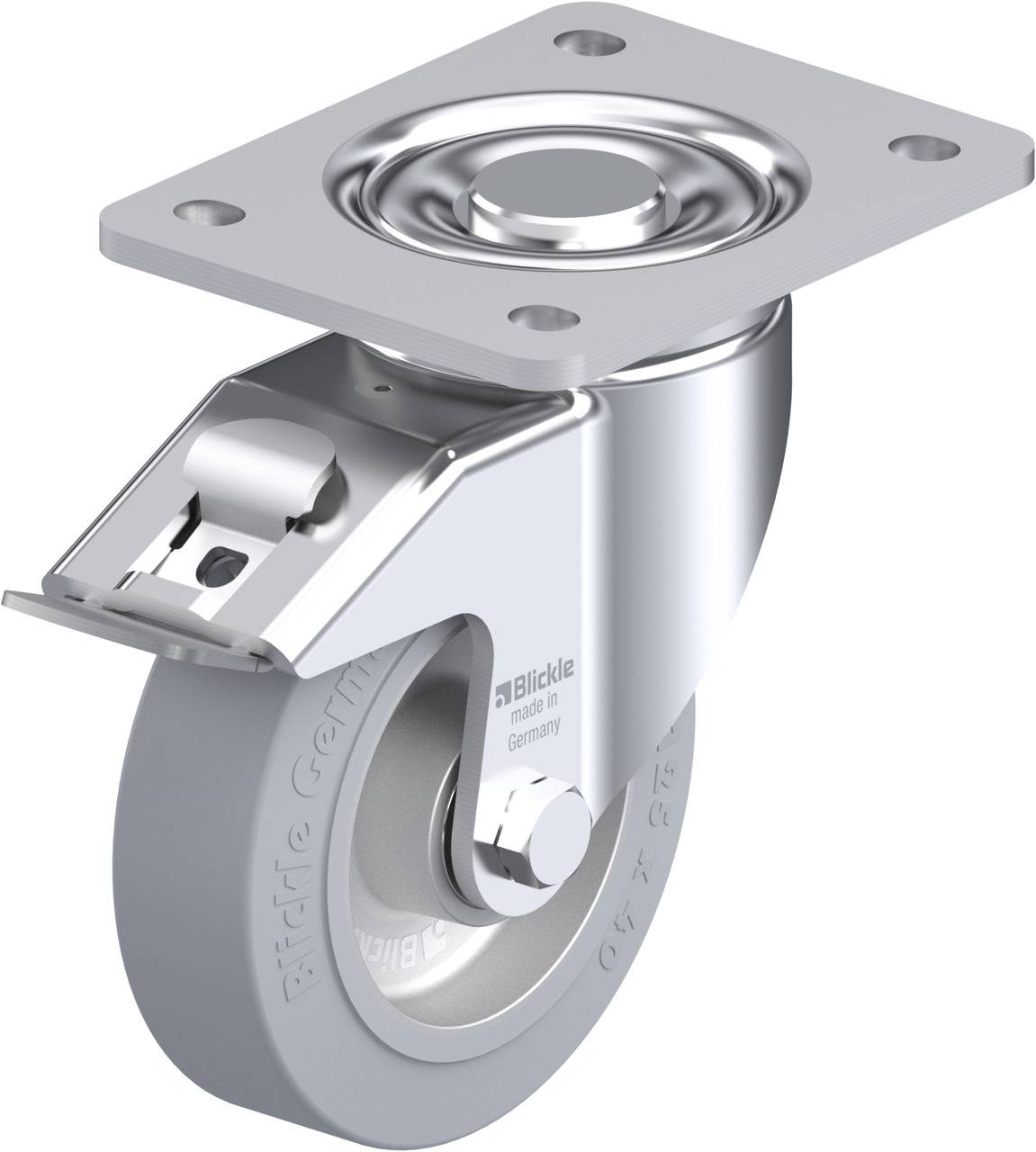 Blickle 669770 LH-ALEV 125K-3-FI-SG Forgóvillás görgő, rögzítővel KerékØ: 125 mm Teherbírás (max.): 250 kg 1 db