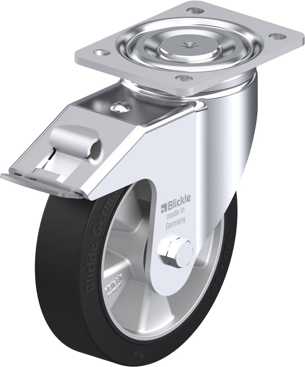Blickle 625020 LH-ALEV 180K-FI Forgóvillás görgő, rögzítővel KerékØ: 180 mm Teherbírás (max.): 450 kg 1 db