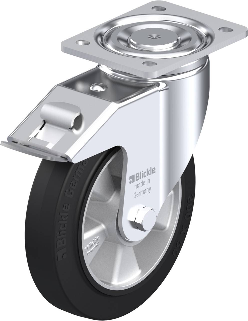 Blickle 562181 LH-ALEV 200K-FI Forgóvillás görgő, rögzítővel KerékØ: 200 mm Teherbírás (max.): 500 kg 1 db
