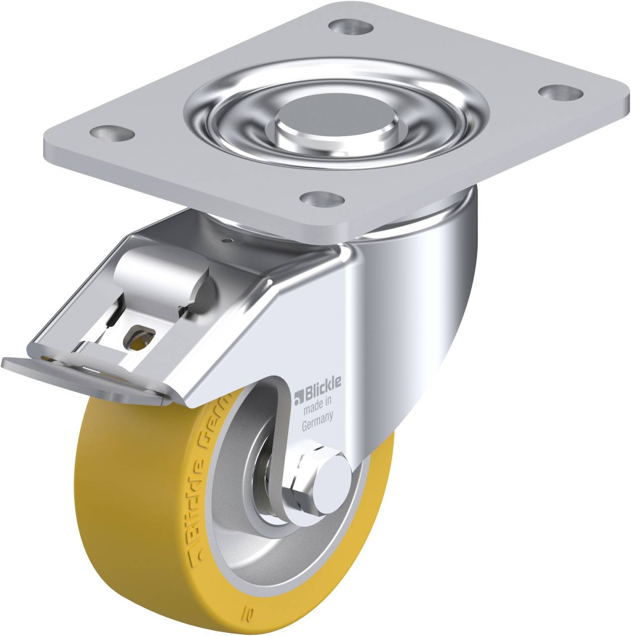 Blickle 646075 LH-ALTH 101K-3-FI Forgóvillás görgő, rögzítővel KerékØ: 100 mm Teherbírás (max.): 420 kg 1 db