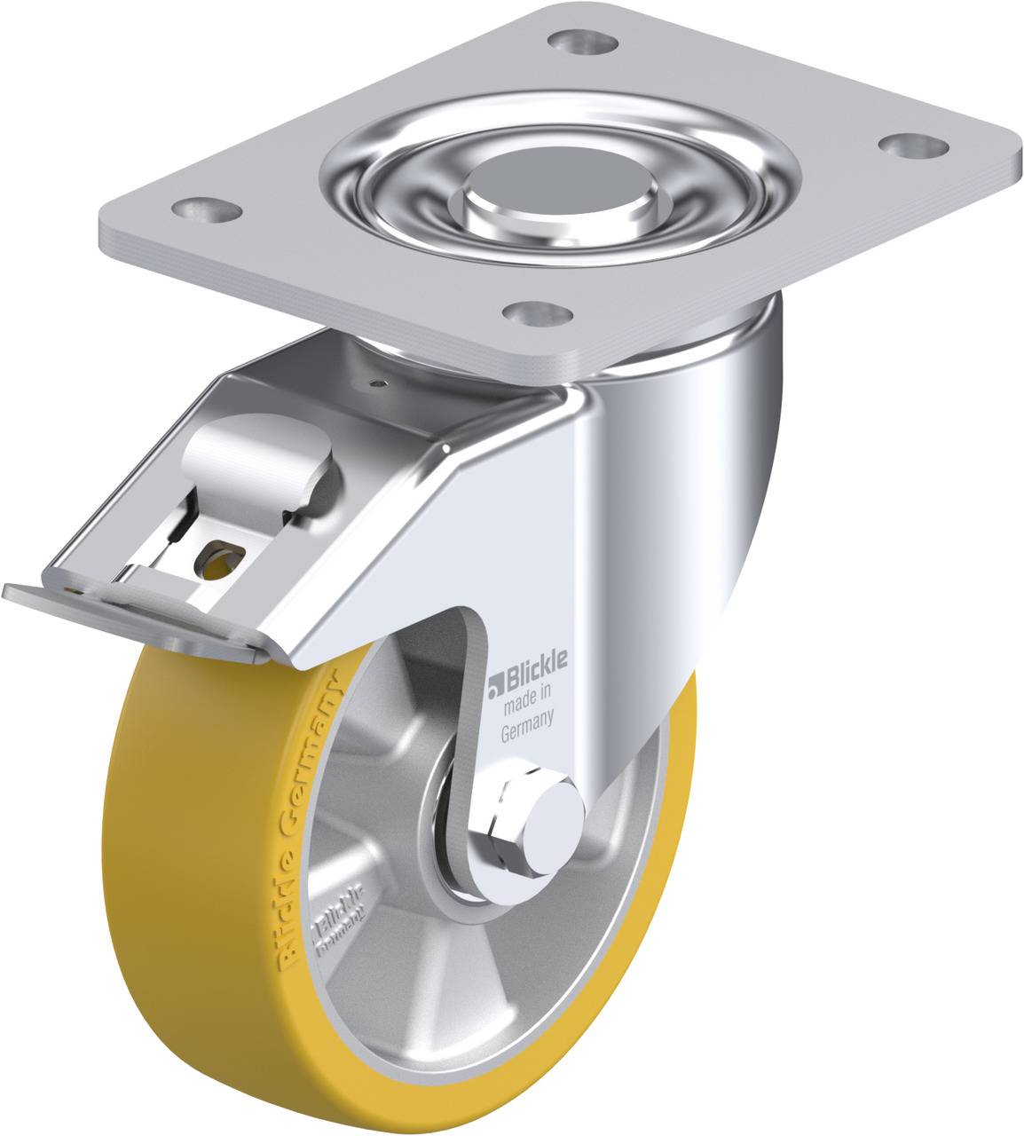 Blickle 626879 LH-ALTH 125K-3-FI Forgóvillás görgő, rögzítővel KerékØ: 125 mm Teherbírás (max.): 550 kg 1 db