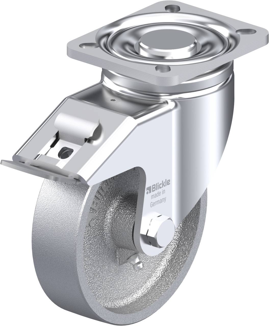 Blickle 664243 LH-G 125G-1-FI Forgóvillás görgő, rögzítővel KerékØ: 125 mm Teherbírás (max.): 450 kg 1 db