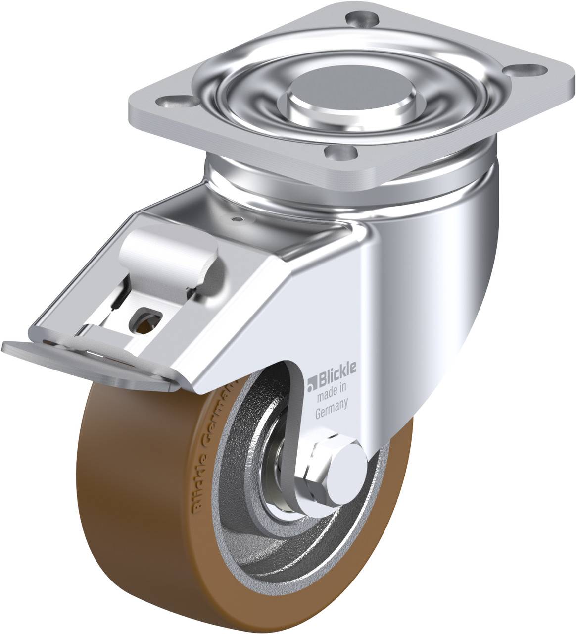 Blickle 742225 LH-GB 100K-1-FI Forgóvillás görgő, rögzítővel KerékØ: 100 mm Teherbírás (max.): 450 kg 1 db