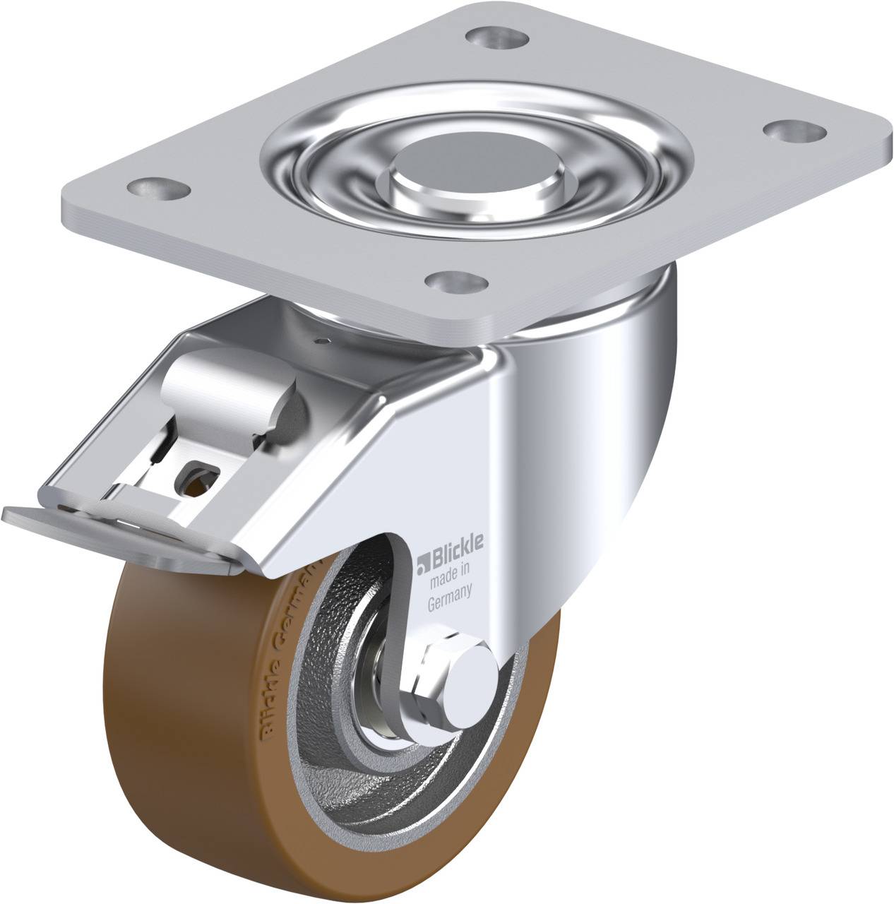 Blickle 742228 LH-GB 100K-3-FI Forgóvillás görgő, rögzítővel KerékØ: 100 mm Teherbírás (max.): 450 kg 1 db