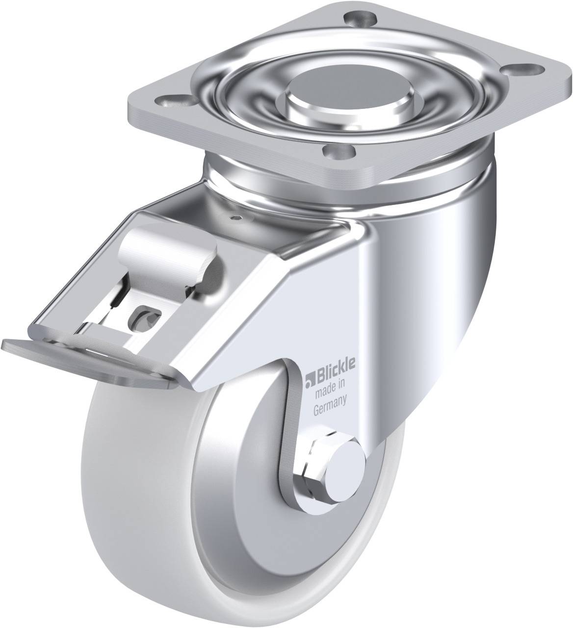 Blickle 687665 LH-PO 100G-1-FI-FA Forgóvillás görgő, rögzítővel KerékØ: 100 mm Teherbírás (max.): 280 kg 1 db