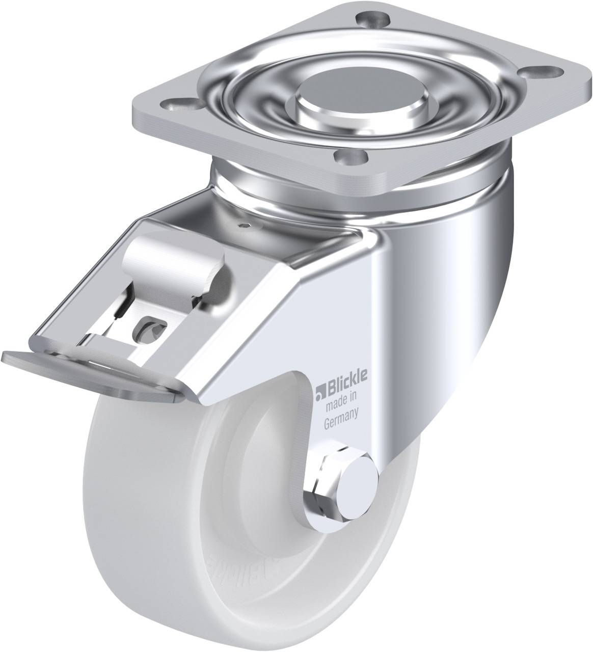 Blickle 610667 LH-PO 100KA-1-FI Forgóvillás görgő, rögzítővel KerékØ: 100 mm Teherbírás (max.): 280 kg 1 db